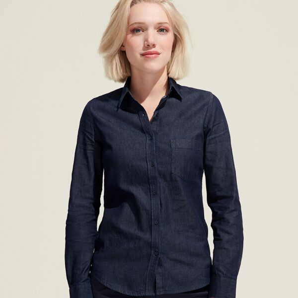 SOL'S Ladies Barry Long Sleeve Denim Shirt Thumbnail